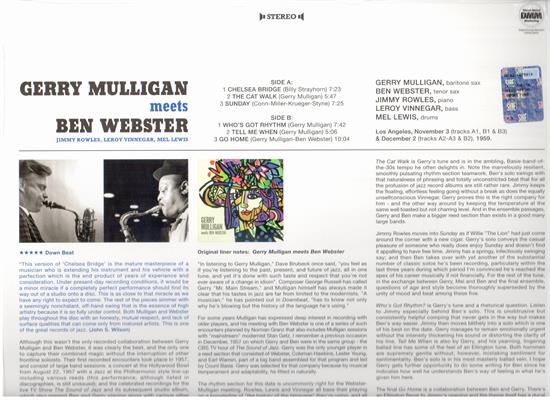 GERRY MULLIGAN/BEN WEBSTER -GERRY MULLIGAN MEETS BEN WEBSTER