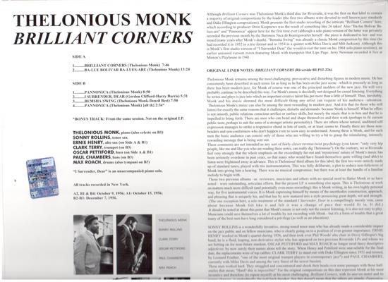 THELONIOUS MONK -BRILLANT CORNERS