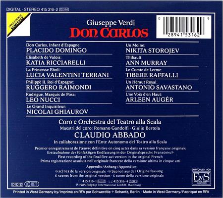 VERDI G.-DON CARLOS *DOMINGO/ABBADO* *4-CD*