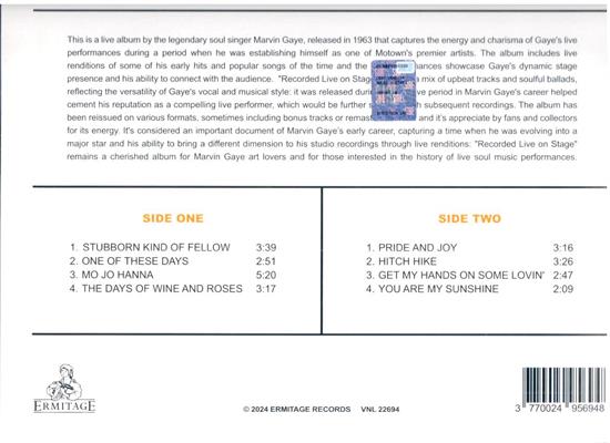 MARVIN GAYE -RECORDED LIVE ON STAGE *VINILE GIALLO*