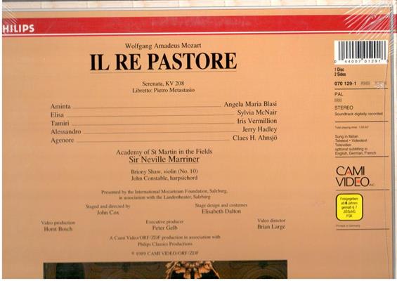 MOZART W.A.-IL RE PASTORE KV208 *LASER DISC PAL*